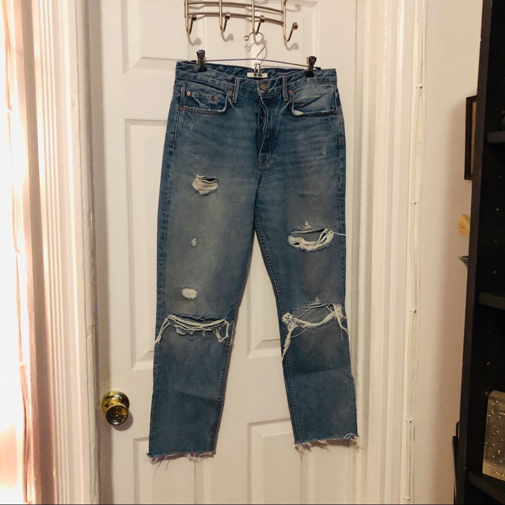 GRLFRND Karolina ripped crop jeans 30 high rise